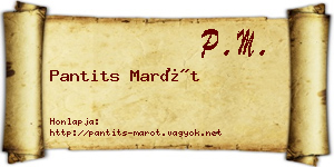 Pantits Marót névjegykártya